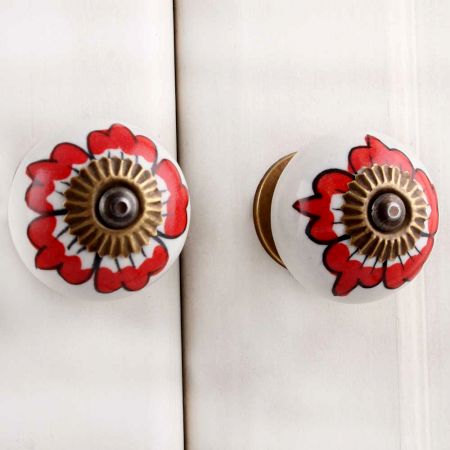 Red Hibiscus Floral Knob